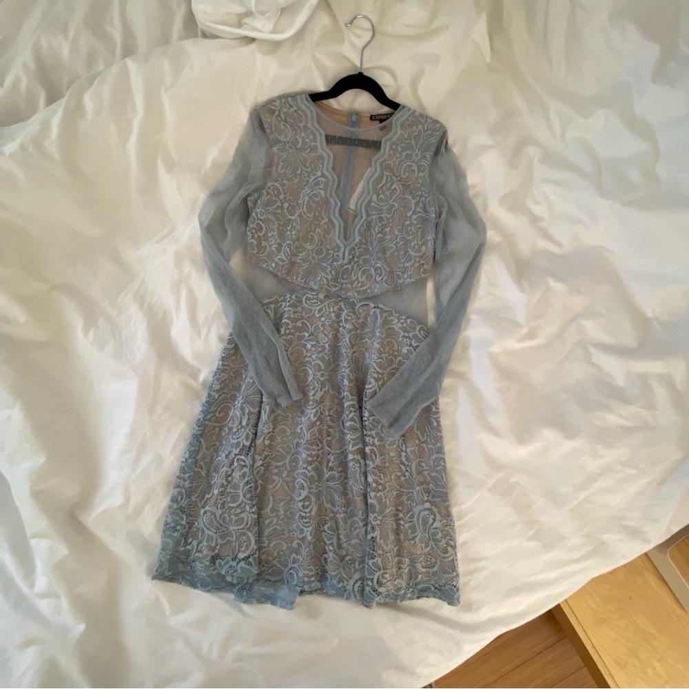 Express delicate blue lace dress NWT